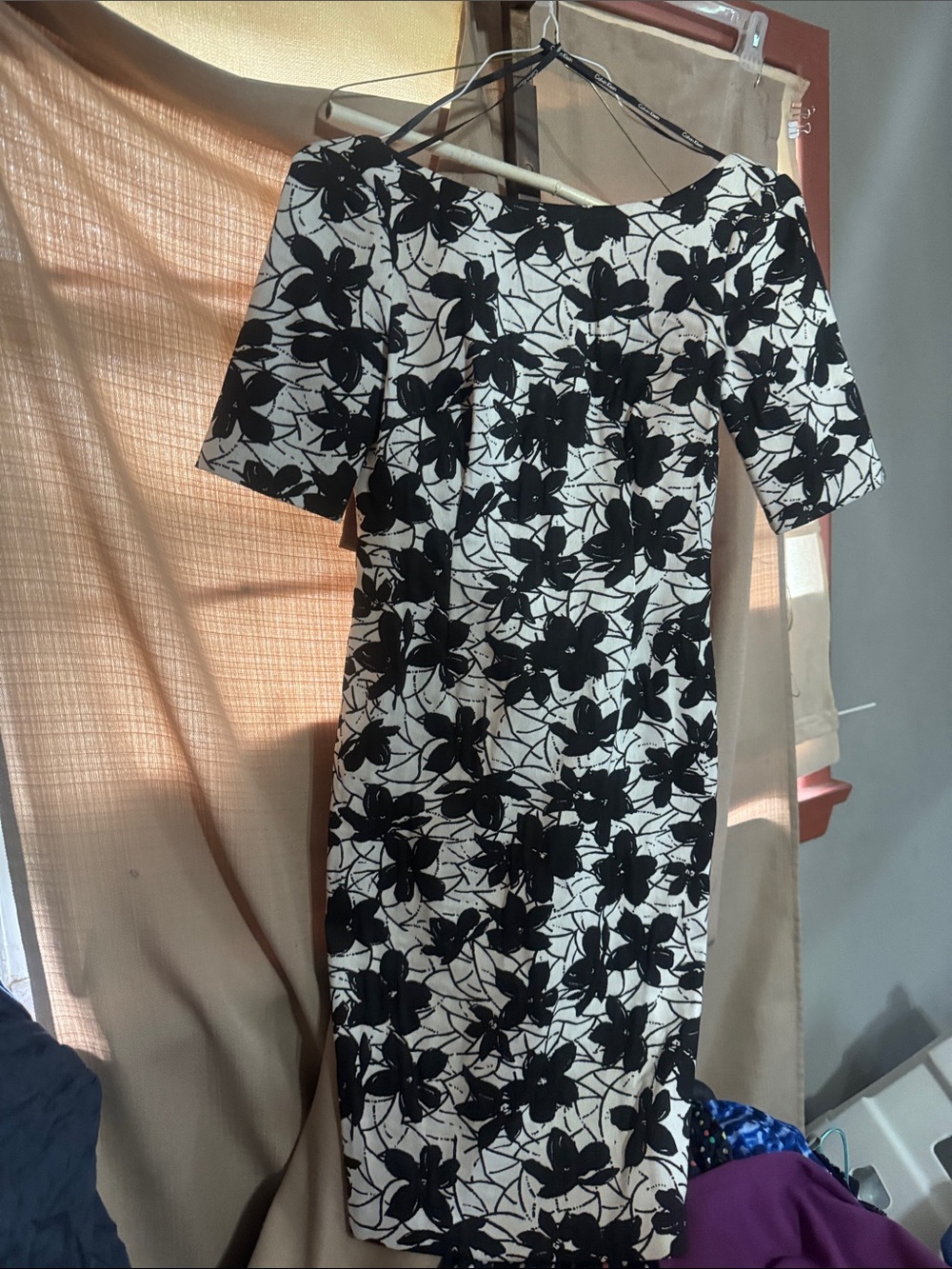 Black & White Floral Sheath Dress
